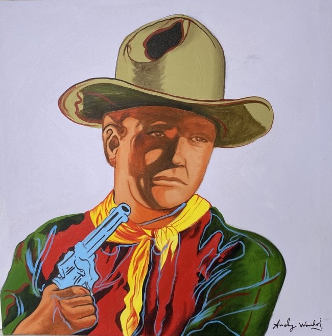Andy Warhol's Oil Painting on Canvas: Andy Warhol's Oil Painting on Canvas (After Artist) Size: Aprox 23" X 23" The piece has no formal documentation or COA. Provenance Private Collector.See photos.After definition: For paintings/unique w