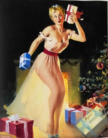 1954 "A Christmas Eve Vintage Style Elvgren Poster- repro