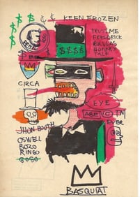 Jean Basquiat Mixed Media on Paper -
