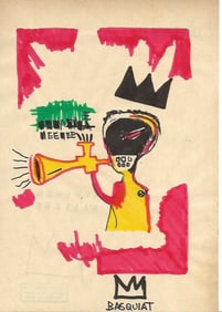 Jean Basquiat Mixed Media on Paper