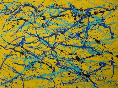 Signed Jackson Pollock Abstract Art Painting on Canvas