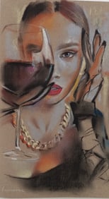 Drawing art Pastel modern female portrait