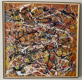 XXL Jackson Pollock Abstract Painting on Canvas Framed