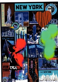 LARGE Signed Graffiti Pop Art Print Death NYC