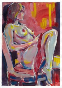 Original painting modern watercolor female