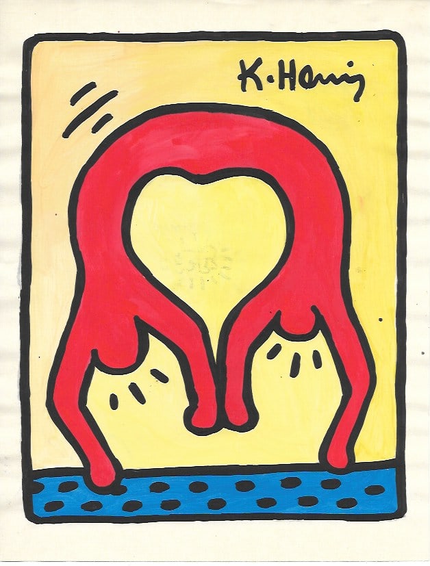 Keith Haring Drawing Pop Art on paper (1 of 2)