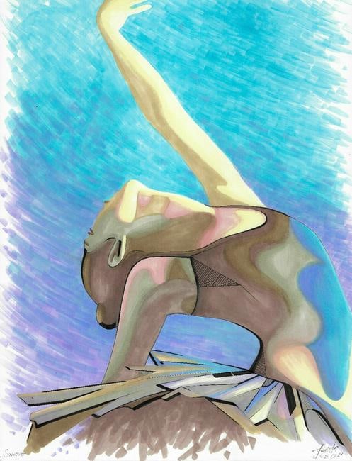 Original drawing marker ballerina illustration. (1 of 1)