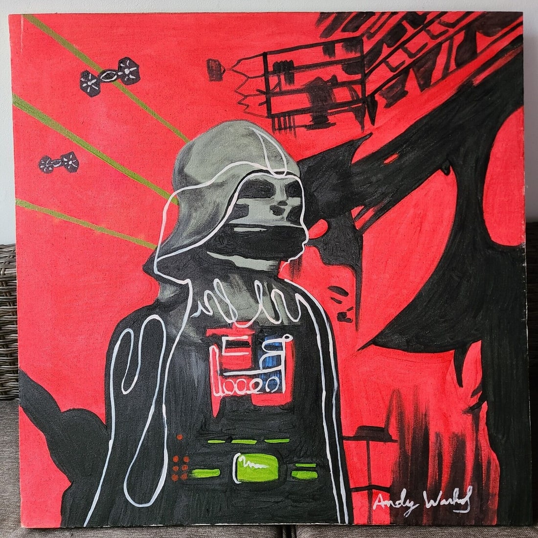 Andy Warhol's Oil Painting on Canvas: Andy Warhol's Oil Painting on Canvas Approx.(After Artist) Size: Aprox 23" X 23" The piece has no formal documentation or COA. Provenance Private Collector.See photos.After definition: For paintings/u