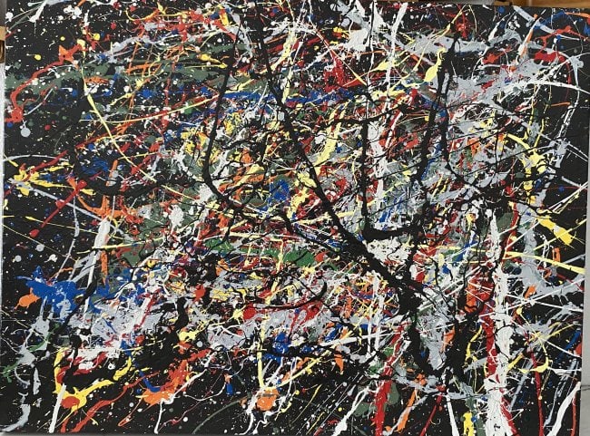 Jackson Pollock Abstract Painting on Canvas (after) (1 of 4)