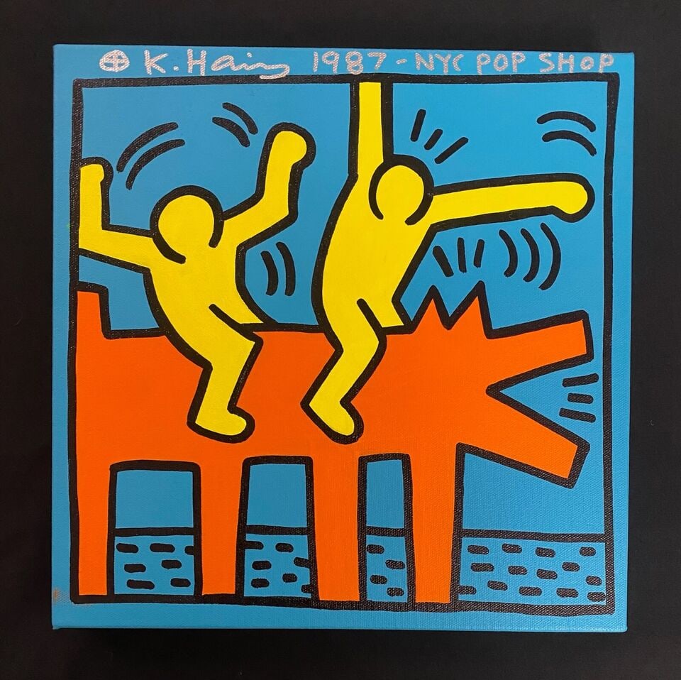 Keith Haring (Ame 1958-90) Mixed Media Painting on Canvas. Pop Art Era.Pop Shop 87– (1 of 5)