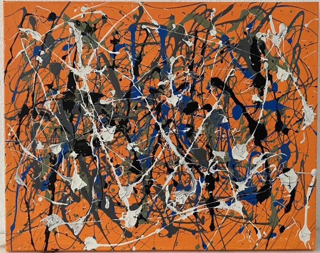 Jackson Pollock Abstract Painting on Canvas: Jackson Pollock Abstract Painting on Canvas - . NY Collector. Approx Painting Size: 24 x 20 Inches.Frame size:32 x 28. Painting is done in the modern, abstract expressionist style for which Pollock is