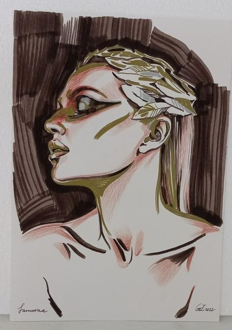 Art Drawing Pastel female: Art Drawing Pastel female . Art watercolor female . NOT a print Size: 8 x 11 inches .Material: Pastel . Paper: 170 g/m2.signed by artist Good Condition