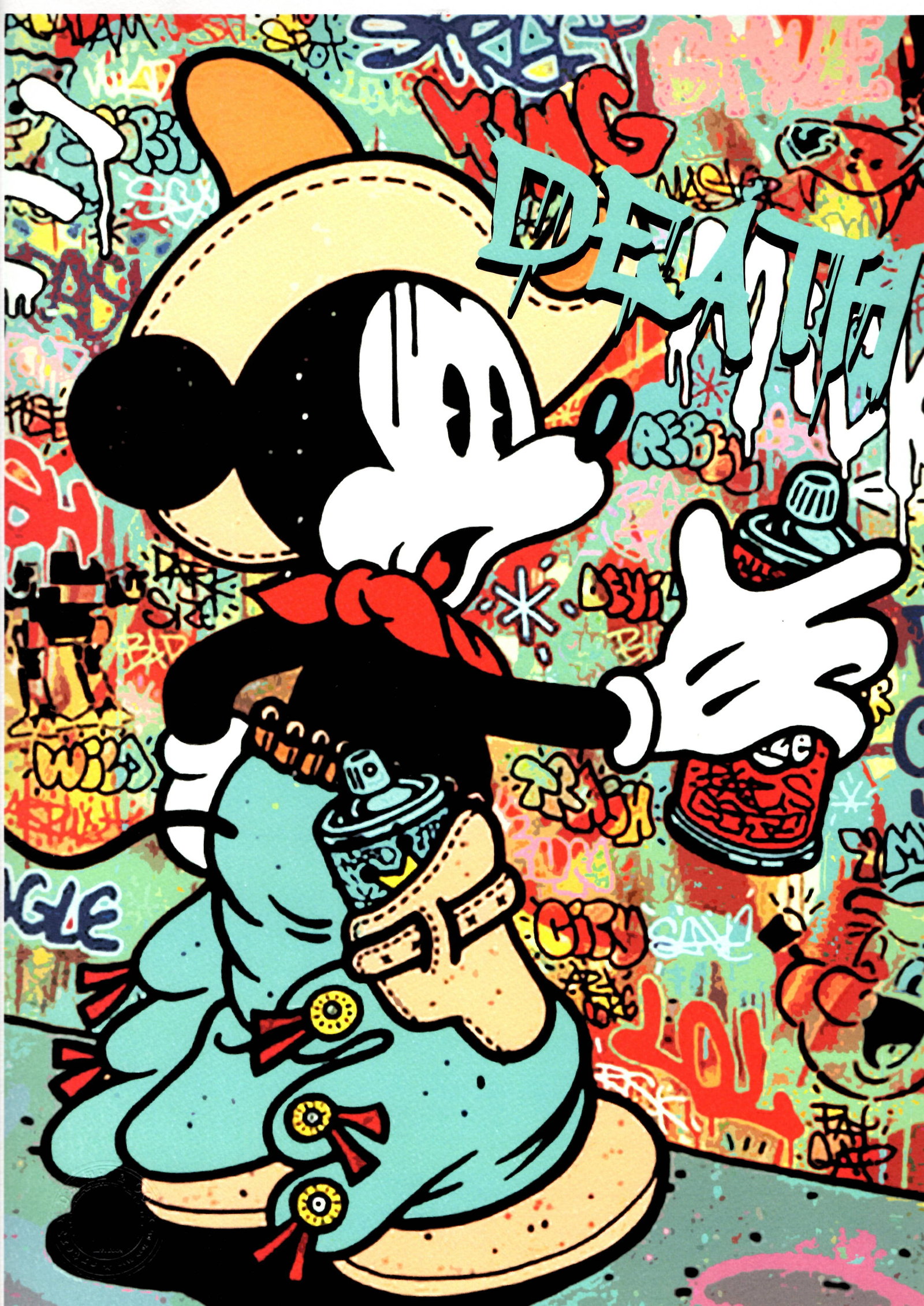 LARGE Signed Graffiti Pop Art Print Death NYC: LARGE Signed Graffiti Pop Art Print Death NYC Ltd Ed size:12 x 17.Paper: Fine art 300 gsm paper.Certificate of Authenticity signed by DEATH NYC Collection.WE OFFER IN-HOUSE SHIPPING VIA USPS PRIORITY 