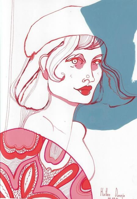 Original Painting Art Acrylic Modern illustration female (1 of 1)