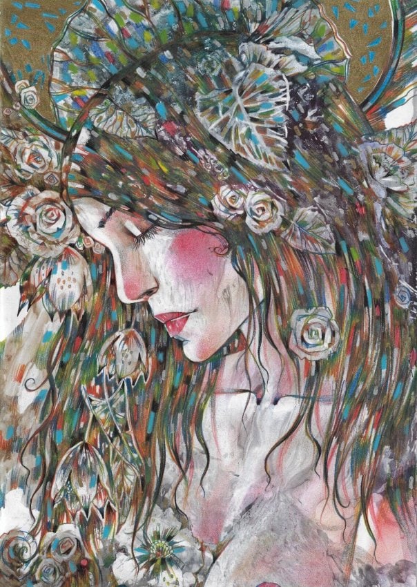 Painting Art Mixed Media modernism female: Painting Art Mixed Media modernism female size: 16 x 11. Painting, NOT print Material:Watercolor painting on Paper. Painting is sold unframed and without COA. Good Condition