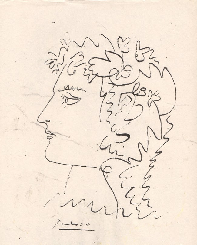 Pablo Picasso Fine Art drawing/print Ink on Paper.: Pablo Picasso Fine Art drawing/print Ink on Paper. NY Private COLLECTION STAMP on verso.Paper Size: 11 3/4 x 8 1/4 Inches. Good Condition. We pack & Ship for you. We take care of the shipping services