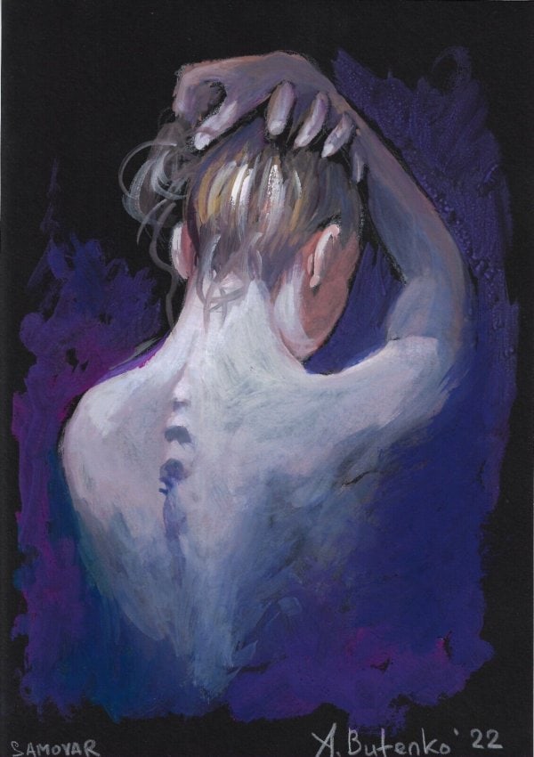 Painting Art modern acrylic female: Painting Art modern acrylic female nude . size: 11 x 8. Drawing, NOT print Material:Pencil drawing on Paper. Drawing is sold unframed and without COA. Good Condition