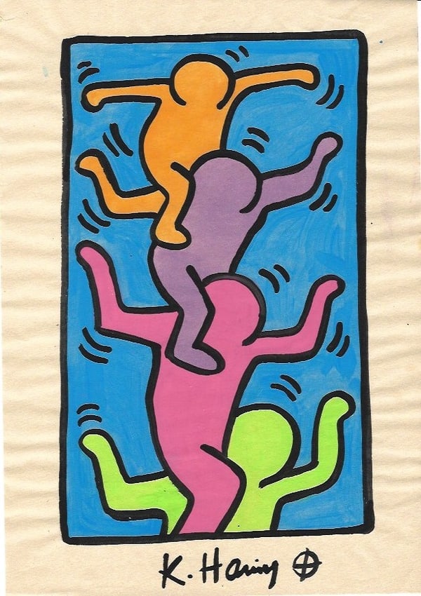 Keith Haring Drawing, Stamp on Verso (1 of 2)
