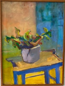 Flower on Vase & Table Painting on Canvas Framed