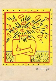 Keith Haring Drawing, Stamp on Verso