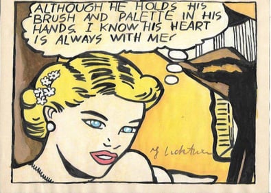 Mixed Media on Paper Roy Lichtenstein (Style)