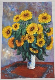 Van Gogh Three Sunflowers Oil Painting on Canvas.