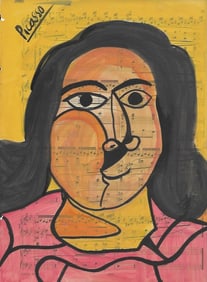 Mixed Media Pablo Picasso Drawing on Paper (after artist)