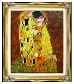 Gustav Klimt the Kiss Oil Painting on Canvas.