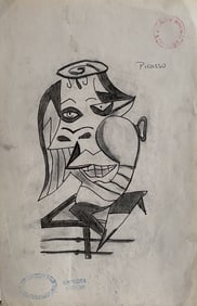 Pablo Picasso Mixed Media Drawing on Paper