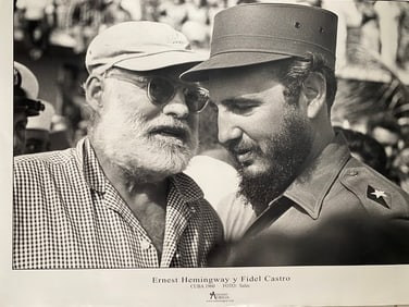 Fidel Castro & Ernest Hemingway, Habana Cuba 1960. Print.