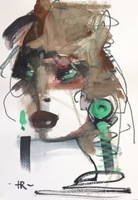 Watercolor Painting On Paper  Lady Portrait Modern Art