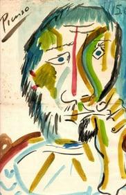 Mixed Media Pablo Picasso Drawing on Paper
