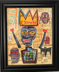 Jean Basquiat Painting on Paper (Crown)