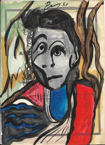 Mixed Media Pablo Picasso Drawing on Paper (After Artist)