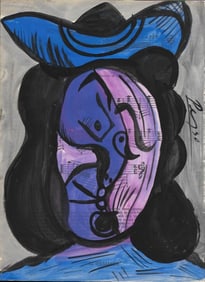 Mixed Media Pablo Picasso Drawing on Paper (After Artist)