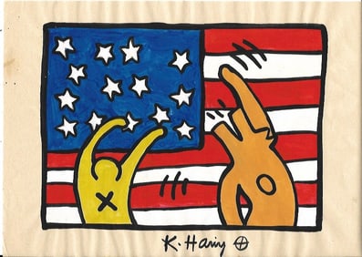 Keith Haring Drawing, Stamp on Verso