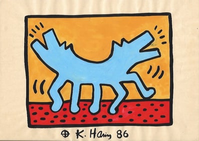 Keith Haring Drawing, Stamp on Verso