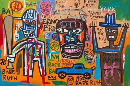 Jean Michel Basquiat 1982 Brooklyn "Babe Ruth"  Painting on Canva