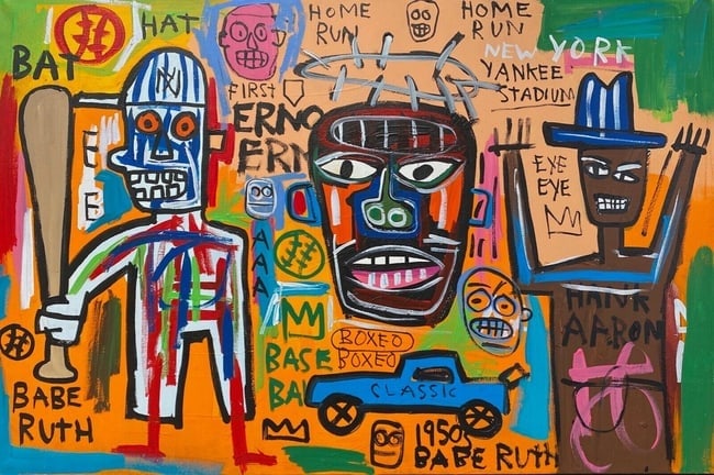 Jean Michel Basquiat 1982 Brooklyn "Babe Ruth"  Painting on Canva (1 of 8)