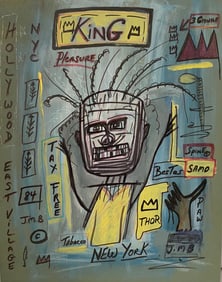 Jean-Michel Basquiat Painting on cardboard (after Artist)