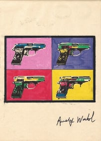 Signed Andy Warhol Mixed Media on Paper. Stamp .On verso