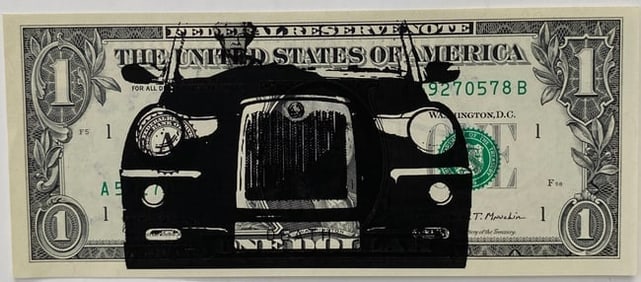 Andy Warhol inspired Drawing on $1 Dollar Bill Pop Art