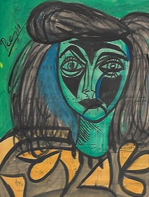 Mixed Media Pablo Picasso (after artist) Drawing on Paper Music Notes.