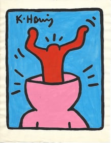 Keith Haring Drawing, Stamp on Verso