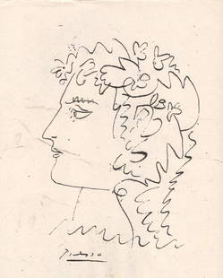 Pablo Picasso Fine Art drawing/print Ink on Paper.: Pablo Picasso Fine Art drawing/print Ink on Paper. NY Private COLLECTION STAMP on verso.Paper Size: 11 3/4 x 8 1/4 Inches. Good Condition. We pack & Ship for you. We take care of the shipping services
