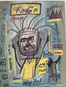 Jean-Michel Basquiat Painting on cardboard (after Artist)