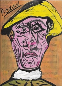 Mixed Media Pablo Picasso Drawing on Paper (After Artist)