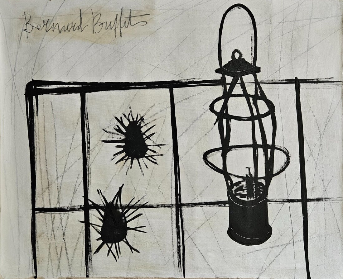 Abstract Painting on Canvas Signed Bernard Buffet: Abstract Painting on Canvas Signed Bernard Buffet,Modern Art,. Approx Measurements: 22 x 17 inches.. This painting is sold unstretched Canvas Only, Will be Rolled up in a professional shipping tube. I