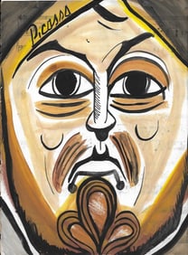 Mixed Media Pablo Picasso Drawing on Paper (after artist)