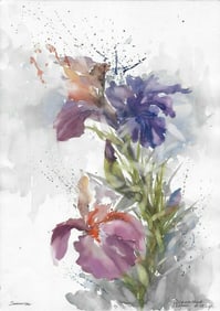 Original painting modern watercolor flowers